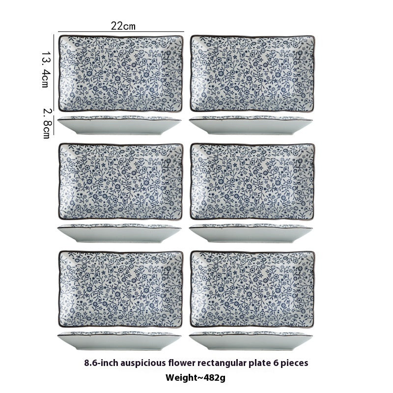 Ceramic Rectangular Antique Tableware Plate