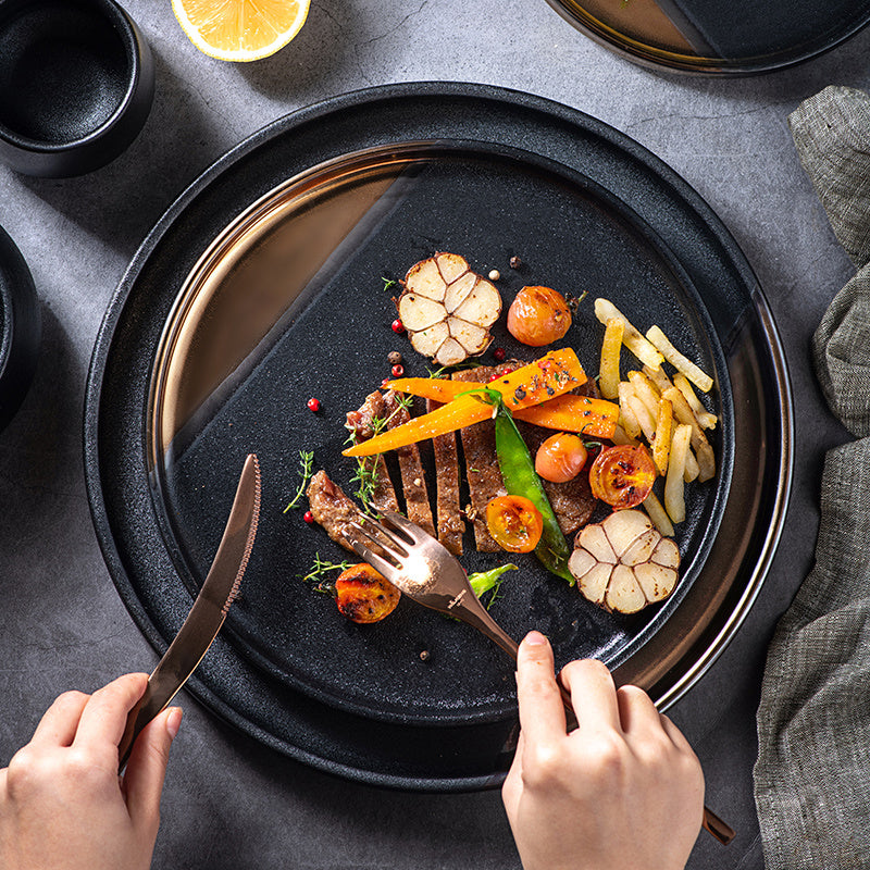 Creative Black Gold Ceramic Plate