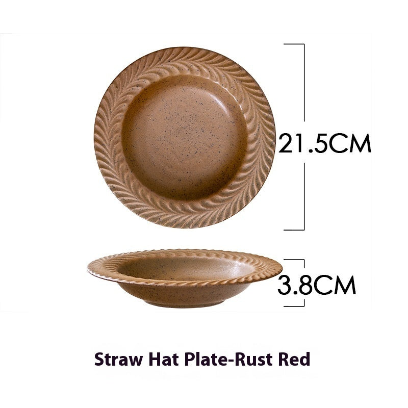 Retro Style Round Ceramic Soup Plate