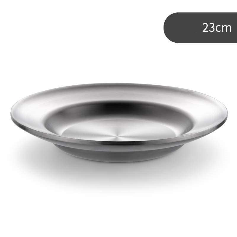 Stainless Steel Plate Household Round Dinner Plate Dinner Plate