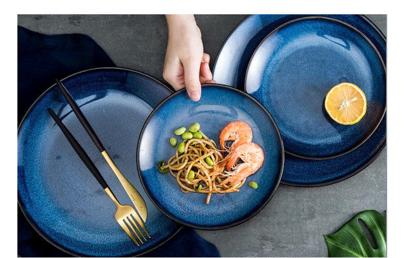 Ceramic Blue Round Plate