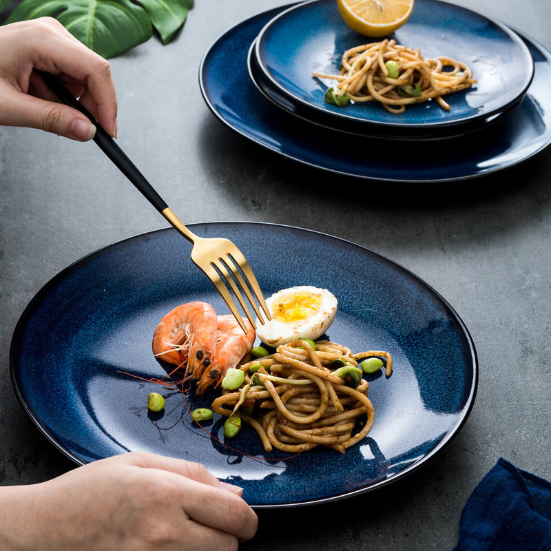 Ceramic Blue Round Plate