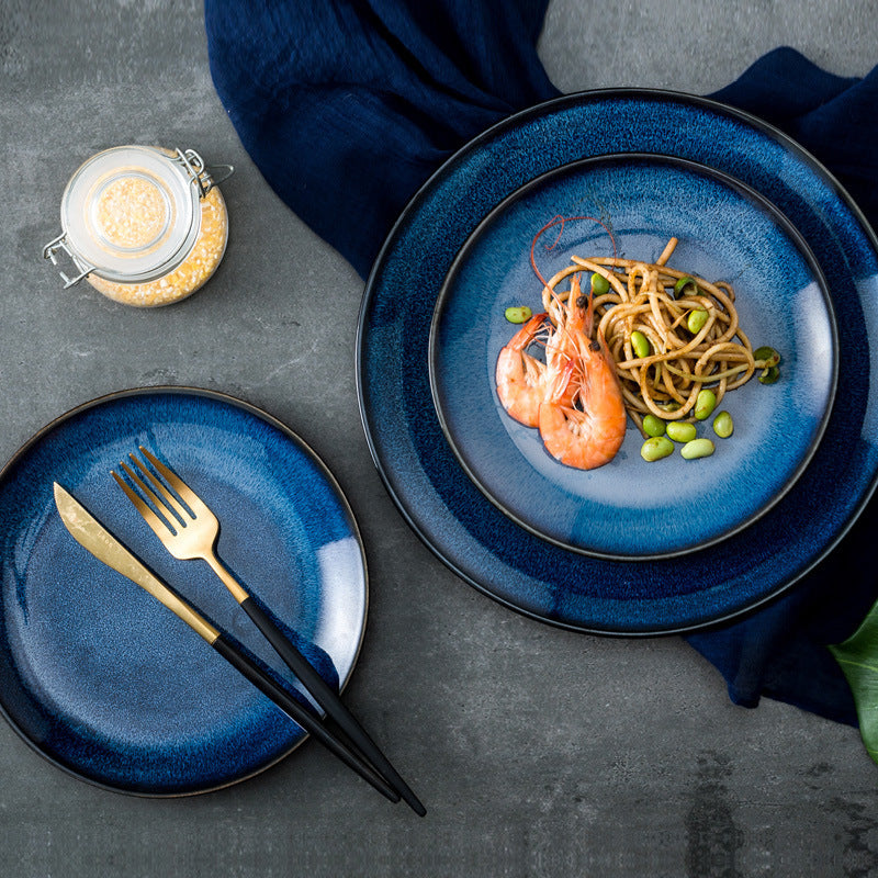 Ceramic Blue Round Plate