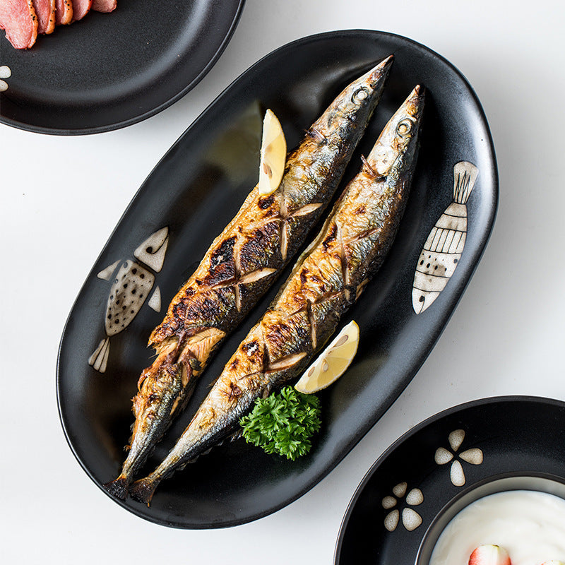 Japanese Hand-painted Fish Plate Large Fish Plate