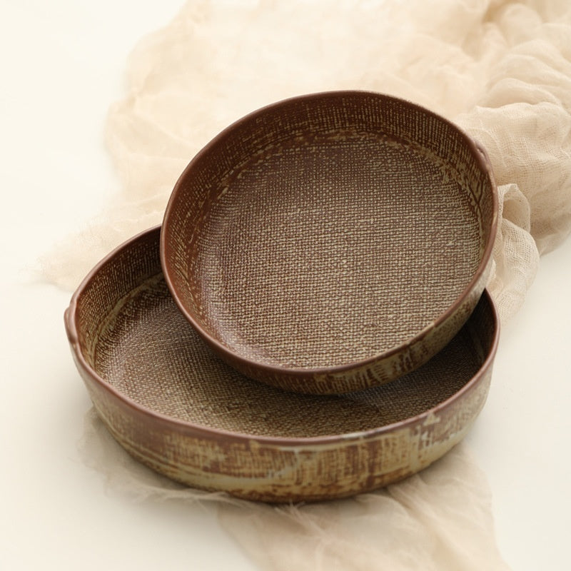 Retro Ceramic Deep Plates Creative Household Plate