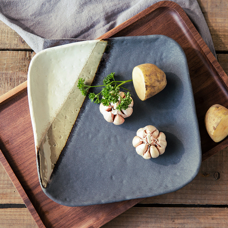 Retro Elegant Ceramic Round Square Plate