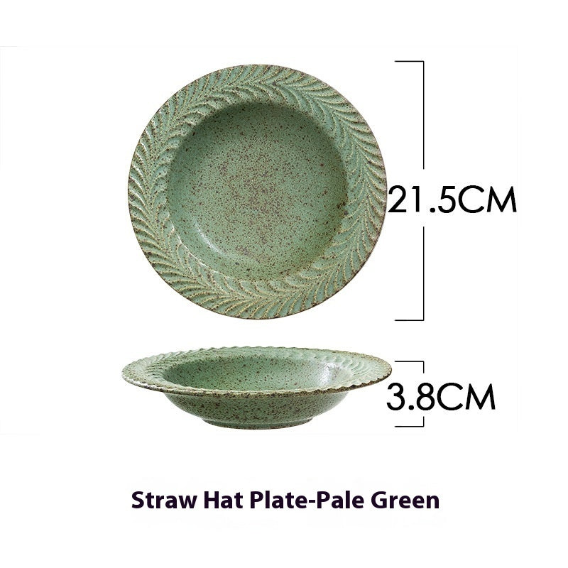 Retro Style Round Ceramic Soup Plate