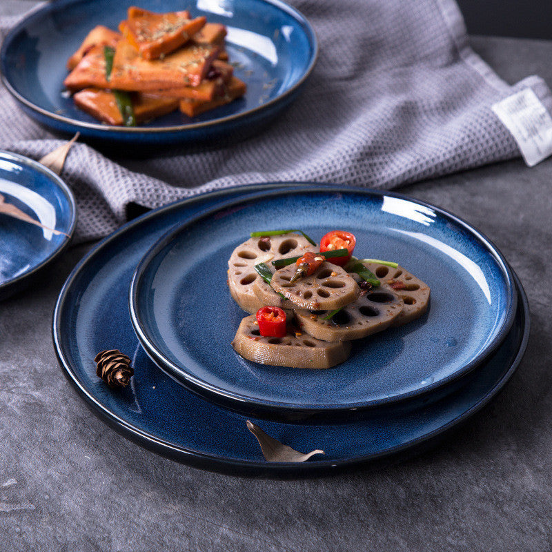 Creative Glaze Blue Ceramic Plate