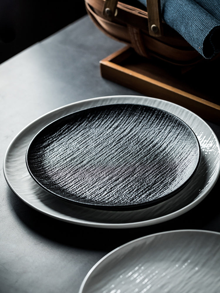 Household Black Ceramic Western Cuisine Plate