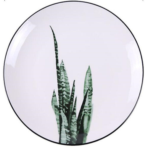 Green Plant Ceramic Plate Cartoon Fruit Plate