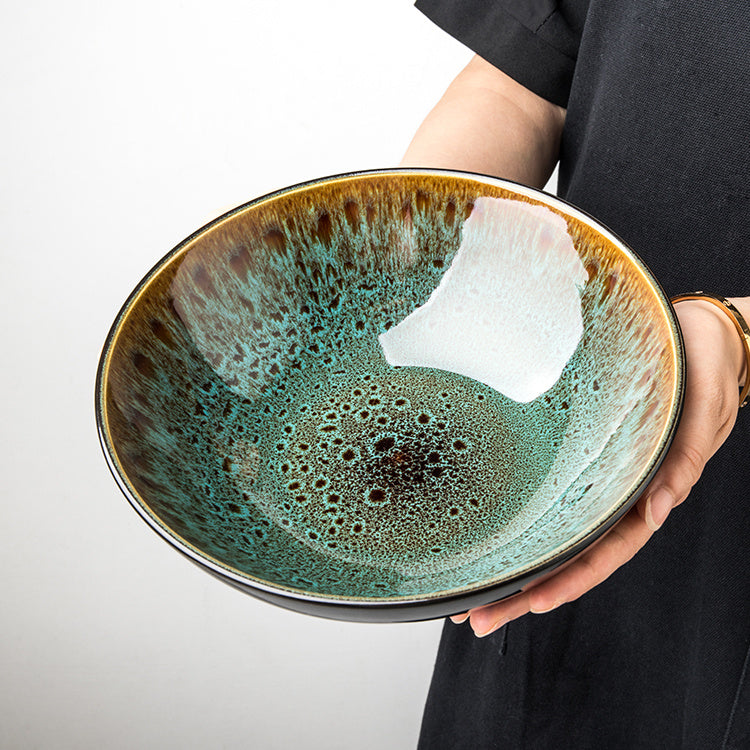 Vintage Green Ceramic Household Bowl