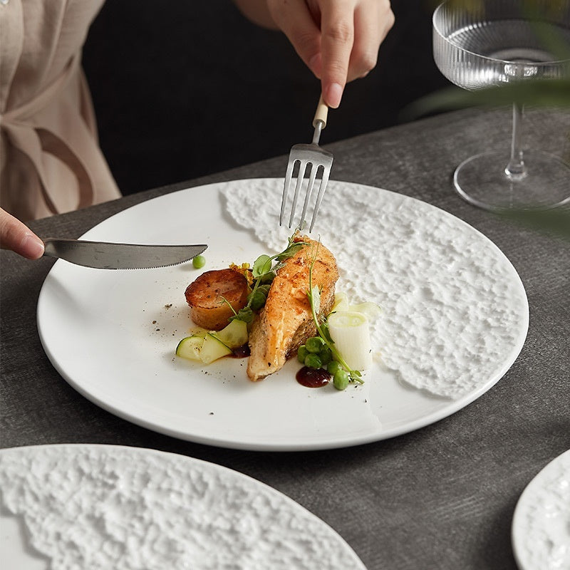 Creative Ceramic White Rock Texture Plate