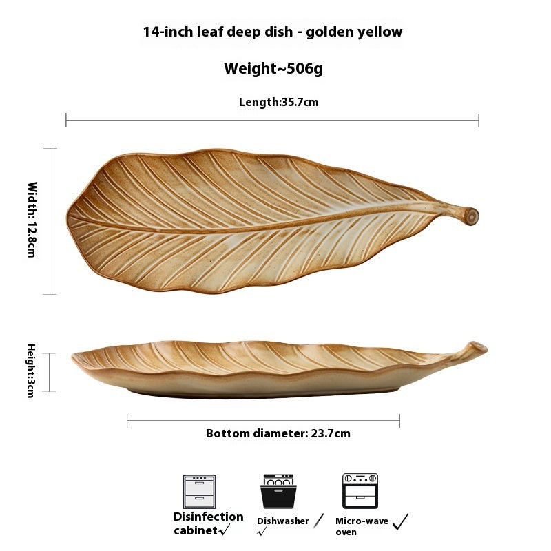 Vintage Leaves Style Ceramic Plate