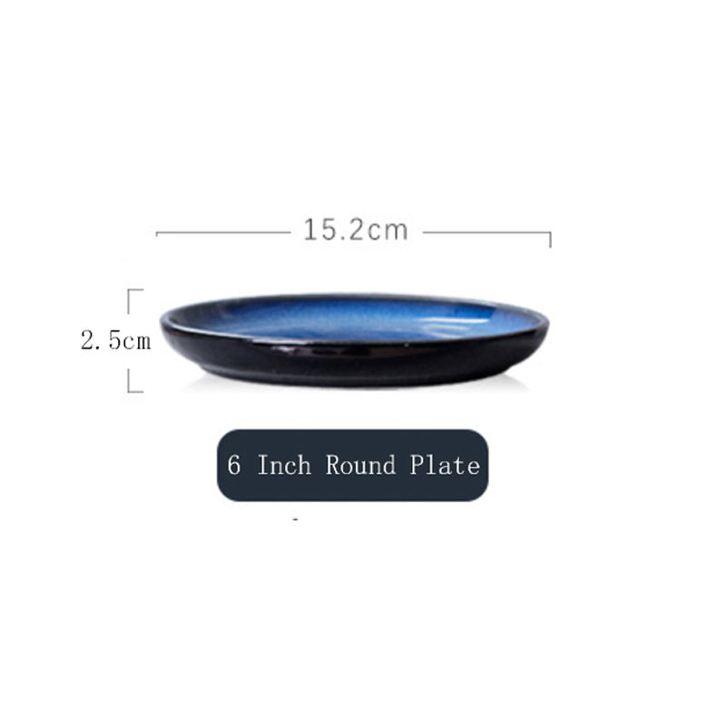 Creative Glaze Blue Ceramic Plate