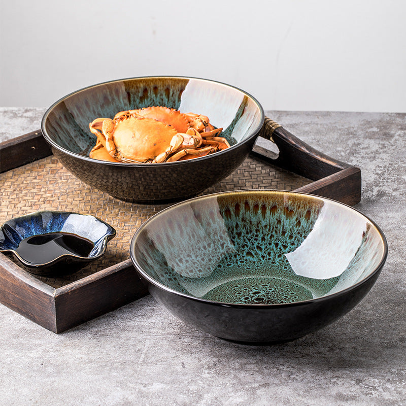 Vintage Green Ceramic Household Bowl