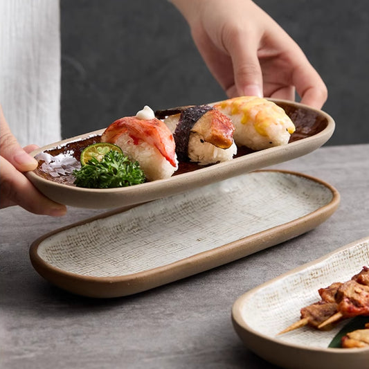 Retro Rectangular Ceramic Tableware