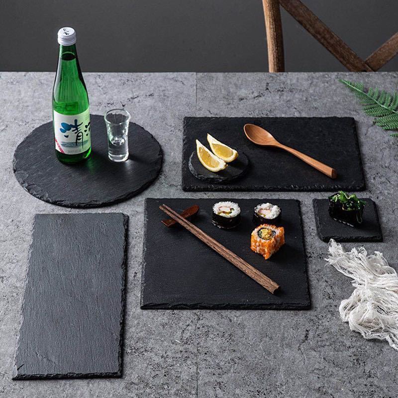 European-style Black Round Square Stone Plate