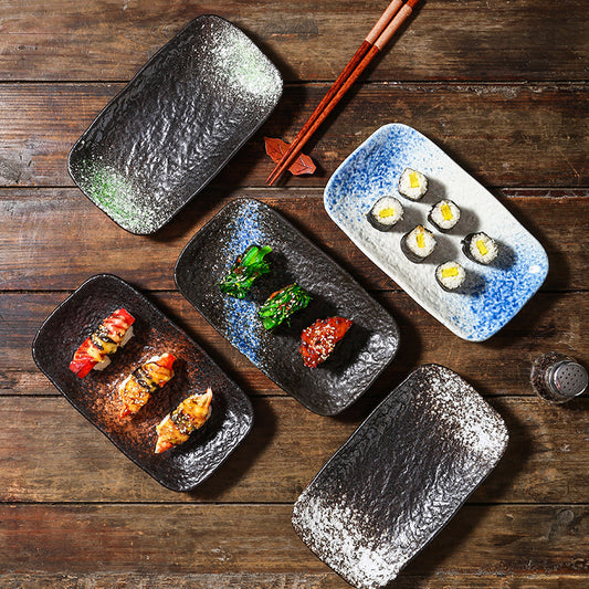 Ceramic Rectangular Stone Pattern Plate