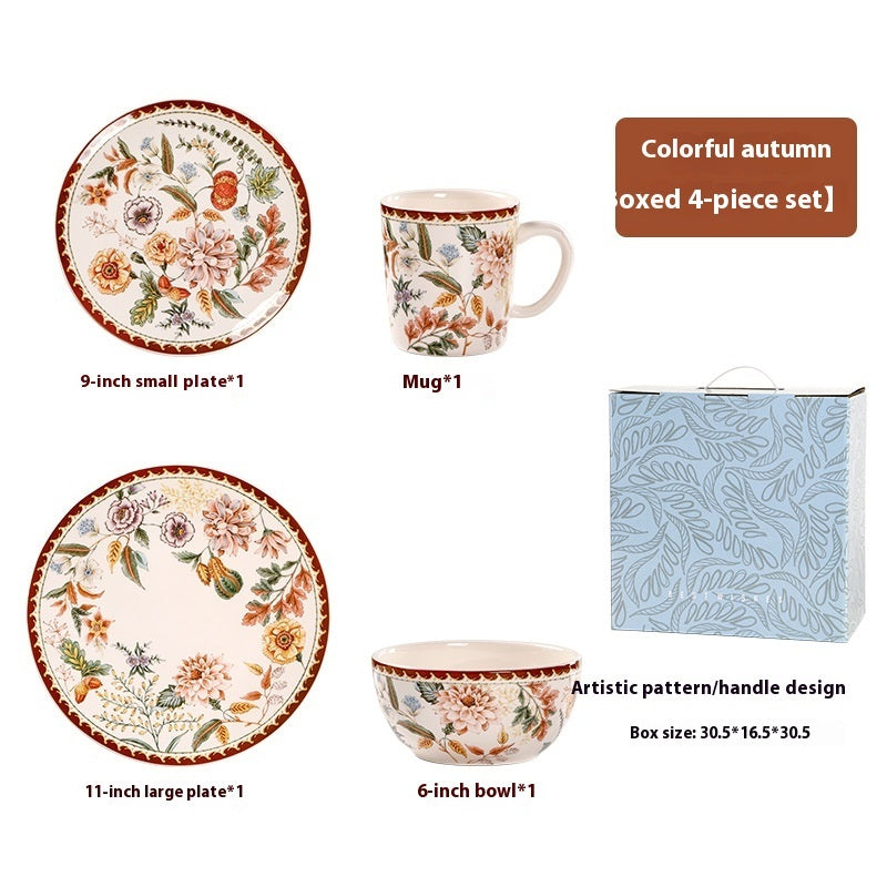 Ceramic Retro Flower Household Dish