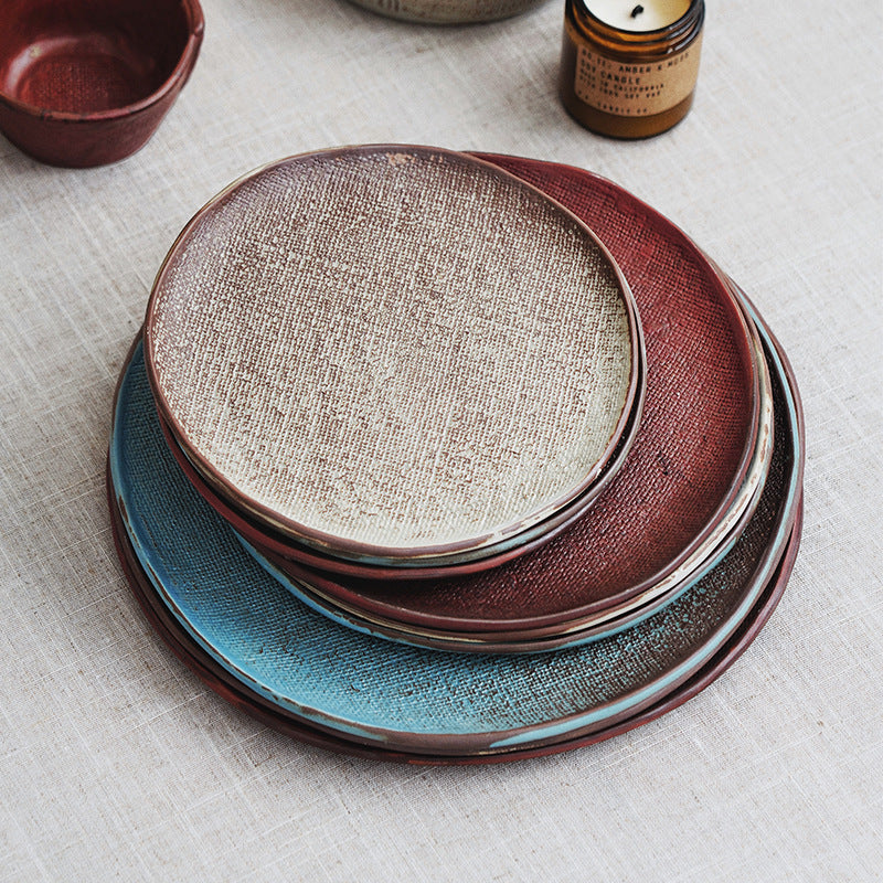 Retro Hand-painted Household Round Ceramic Plate