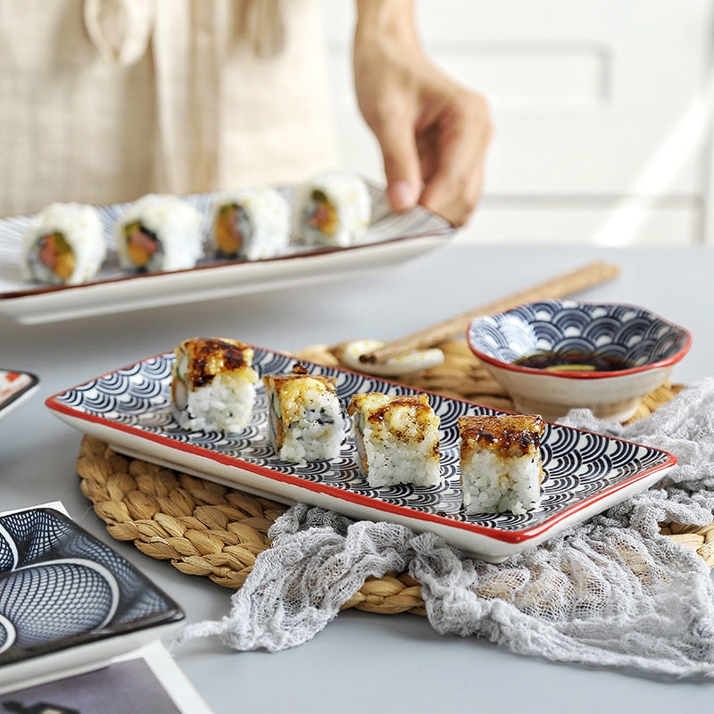 Sushi Plate Underglaze Color Rectangular Plate