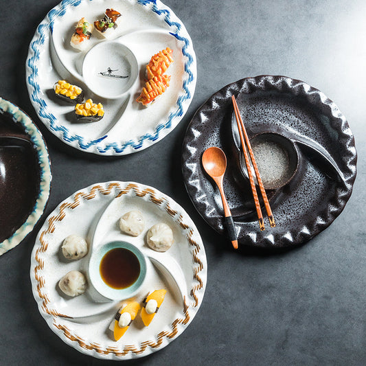 Three Grids Creative Ceramic Plate