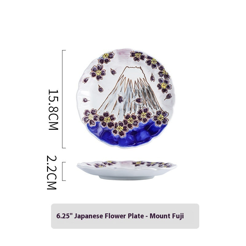 Retro Flower Ceramic Round Plate