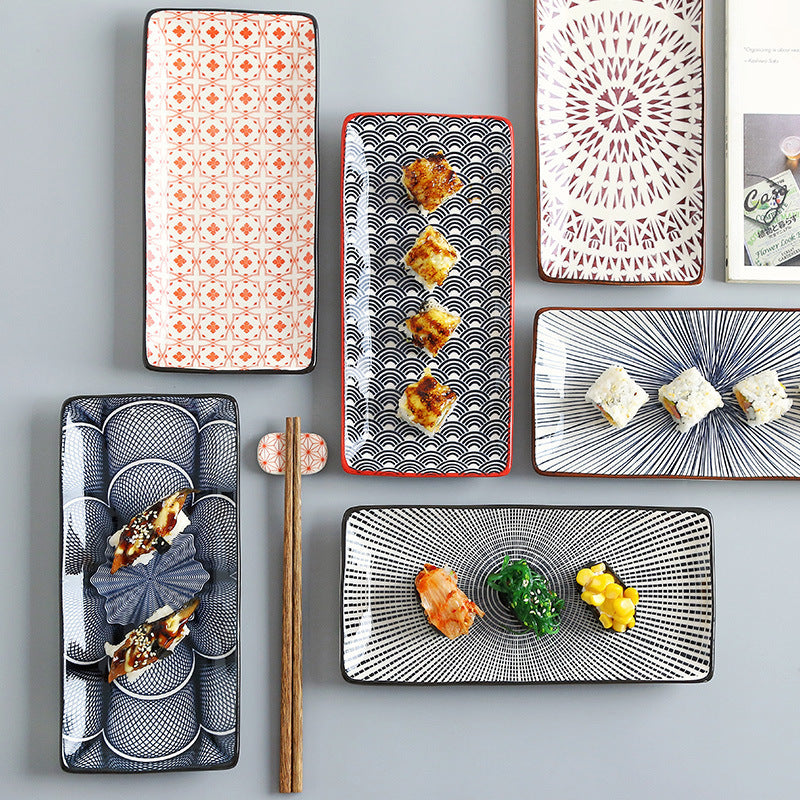 Sushi Plate Underglaze Color Rectangular Plate