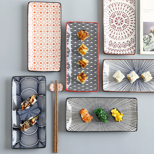 Sushi Plate Underglaze Color Rectangular Plate