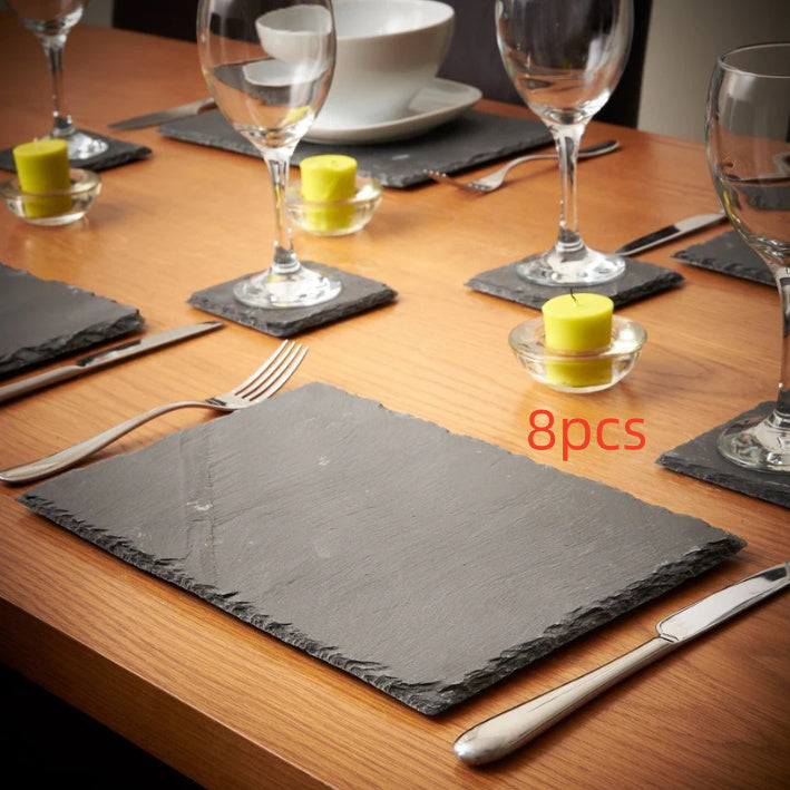 European-style Black Round Square Stone Plate